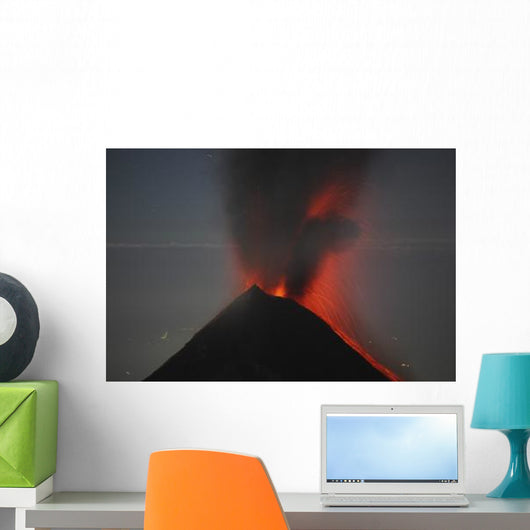 Nighttime Lava Eruption Fuego Wall Decal