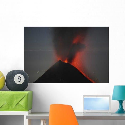 Nighttime Lava Eruption Fuego Wall Decal