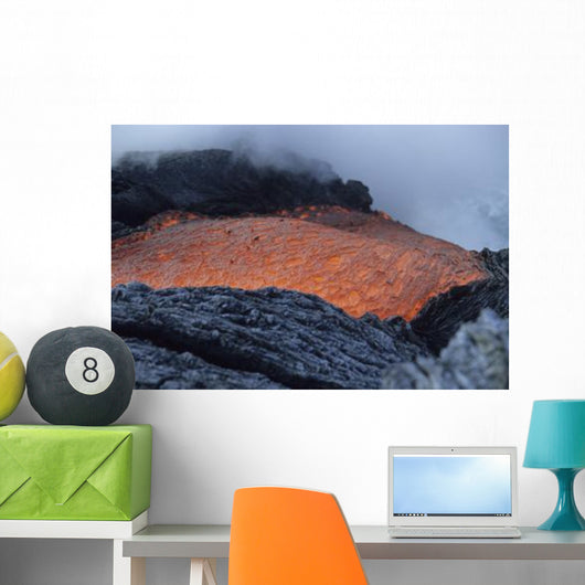 Lava Flowing into Sea Wall Decal Design 2