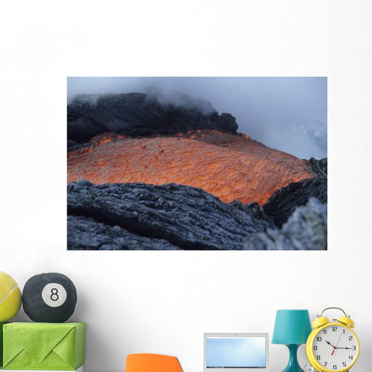 Lava Flowing into Sea Wall Decal Design 2