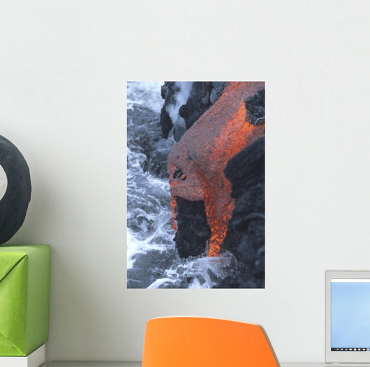 Lava Flowing into Sea Wall Decal Design 1