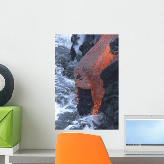 Lava Flowing into Sea Wall Decal Design 1