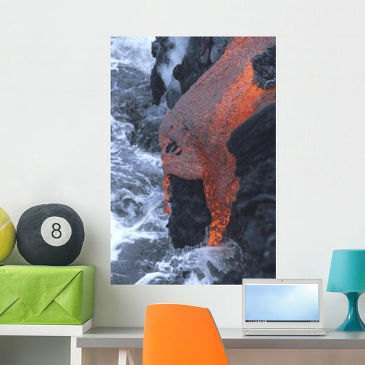 Lava Flowing into Sea Wall Decal Design 1
