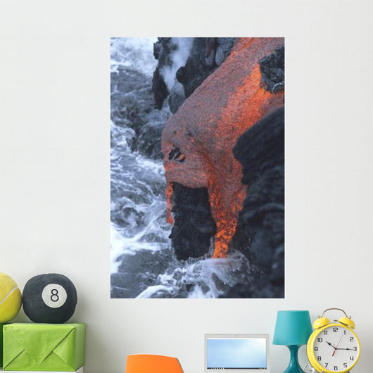 Lava Flowing into Sea Wall Decal Design 1