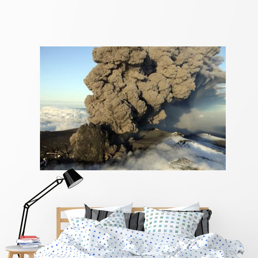 Aerial Ash Cloud Eruption Wall Decal Design 1