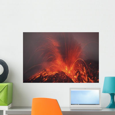 Vulcanian Eruption with Glowing Wall Decal shown on a wall
