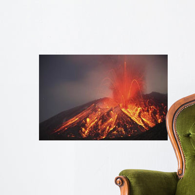 Explosive Vulcanian Eruption Lava Wall Decal shown on a wall