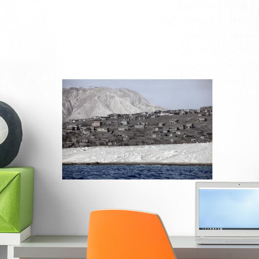 Ash-covered Houses Abandoned City Wall Decal
