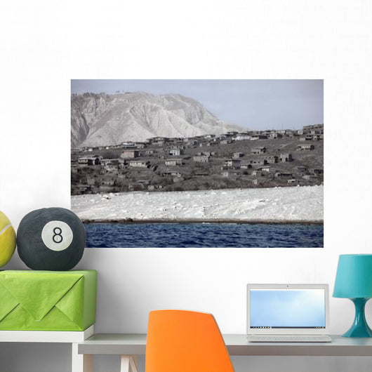 Ash-covered Houses Abandoned City Wall Decal