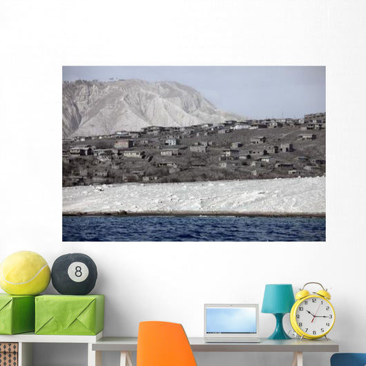 Ash-covered Houses Abandoned City Wall Decal