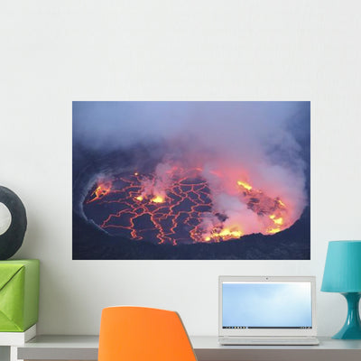 Active Lava Lake Pit Wall Decal shown on a wall