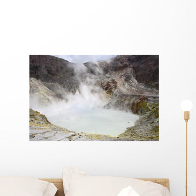 Acidic Crater Lake White Wall Decal Design 2 shown on a wall
