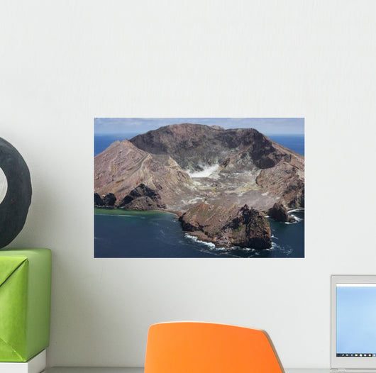 Aerial White Island Volcano Wall Decal Design 3