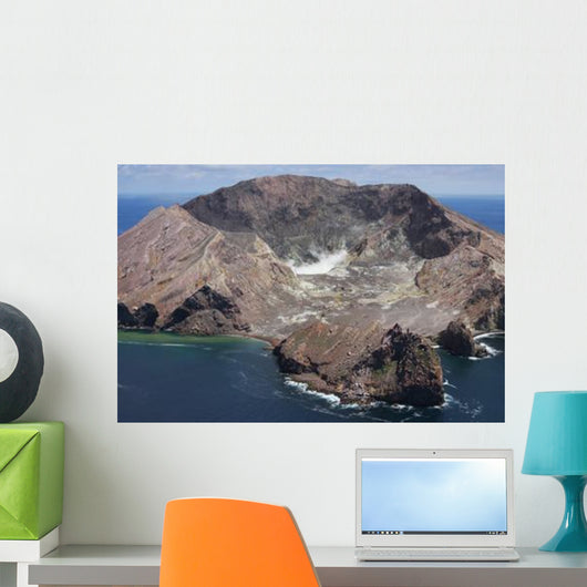 Aerial White Island Volcano Wall Decal Design 3