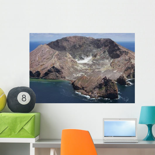 Aerial White Island Volcano Wall Decal Design 3