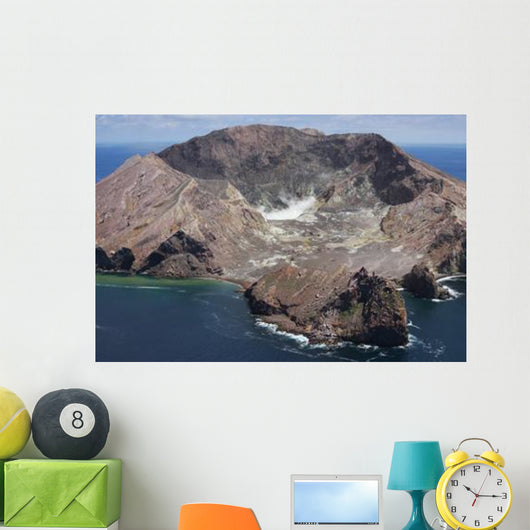 Aerial White Island Volcano Wall Decal Design 3