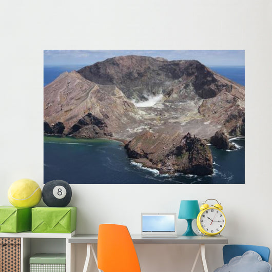 Aerial White Island Volcano Wall Decal Design 3