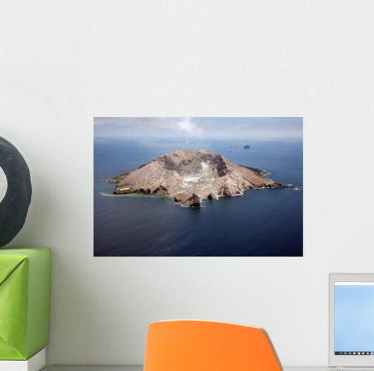 Aerial White Island Volcano Wall Decal Design 2