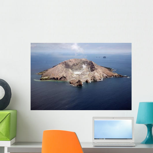 Aerial White Island Volcano Wall Decal Design 2