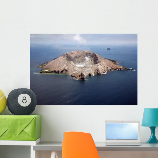 Aerial White Island Volcano Wall Decal Design 2