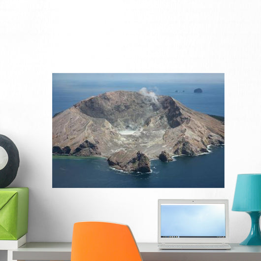 Aerial White Island Volcano Wall Decal Design 1