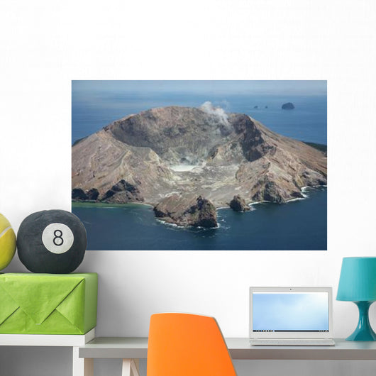 Aerial White Island Volcano Wall Decal Design 1