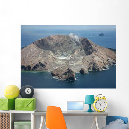 Aerial White Island Volcano Wall Decal Design 1