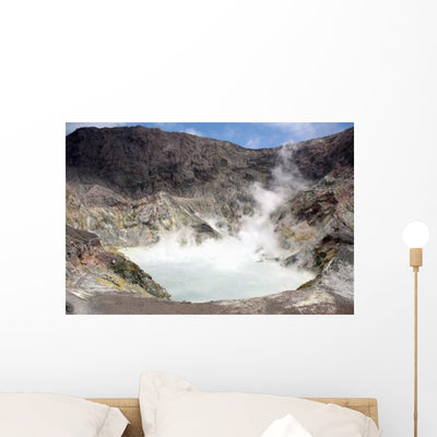 Acidic Crater Lake White Wall Decal Design 1 shown on a wall