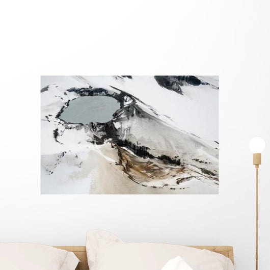 Aerial Snow-covered Ruapehu Volcano Wall Decal