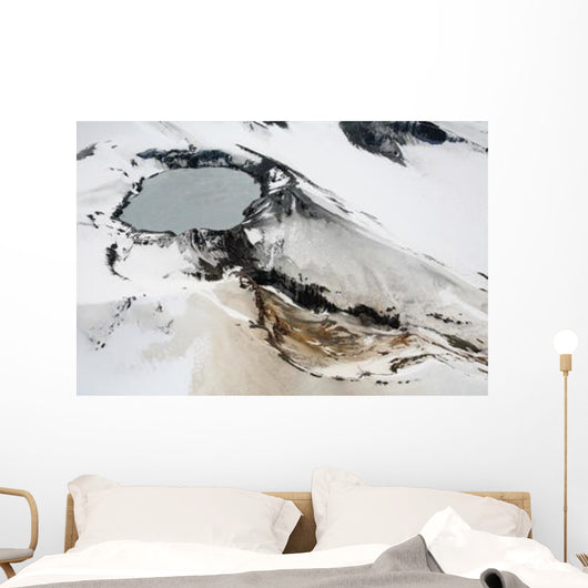 Aerial Snow-covered Ruapehu Volcano Wall Decal