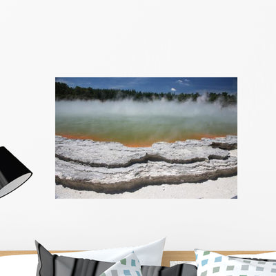 Champagne Pool Hot Spring Wall Decal shown on a wall