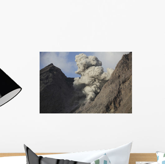 Ash Cloud Rises from Wall Decal Design 12