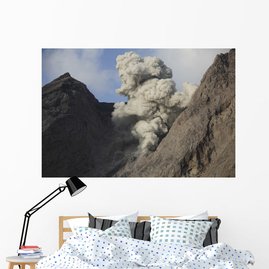 Ash Cloud Rises from Wall Decal Design 12