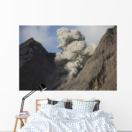 Ash Cloud Rises from Wall Decal Design 12
