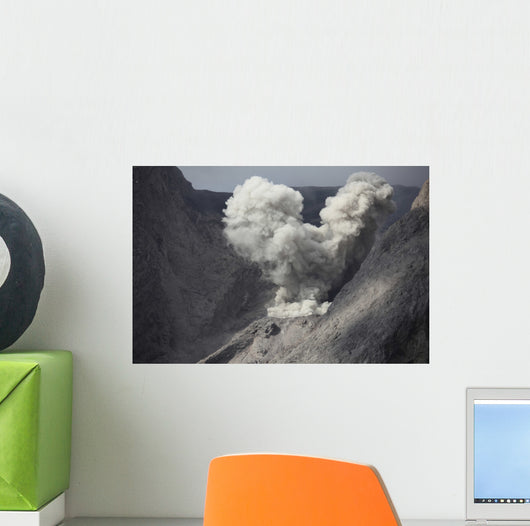 Ash Cloud Rises from Wall Decal Design 10