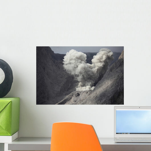 Ash Cloud Rises from Wall Decal Design 10