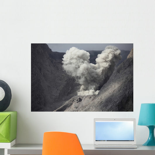 Ash Cloud Rises from Wall Decal Design 10