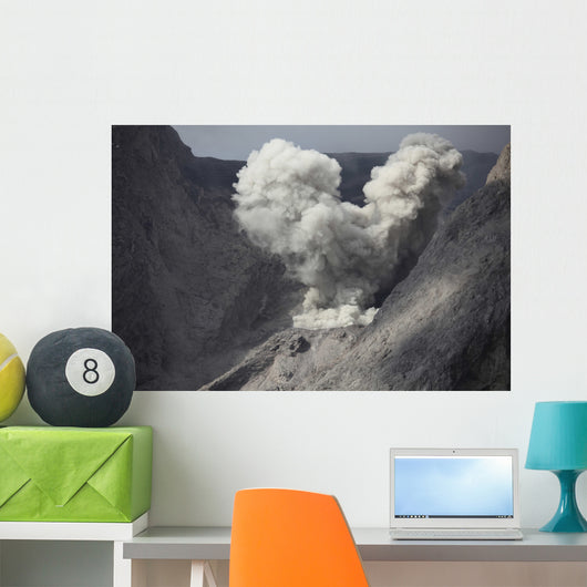 Ash Cloud Rises from Wall Decal Design 10