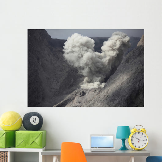 Ash Cloud Rises from Wall Decal Design 10