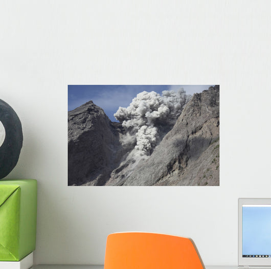 Ash Cloud Rises from Wall Decal Design 7