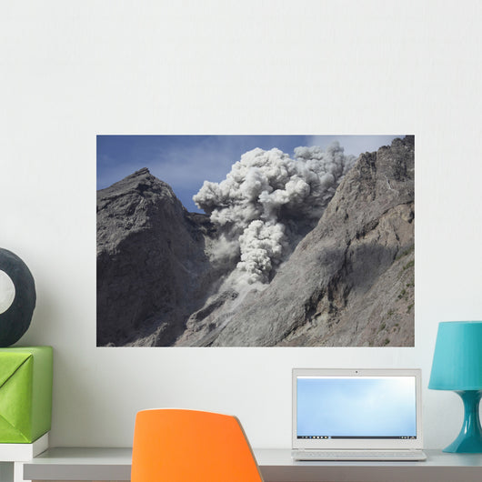 Ash Cloud Rises from Wall Decal Design 7