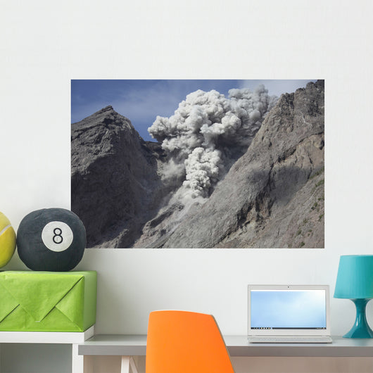 Ash Cloud Rises from Wall Decal Design 7