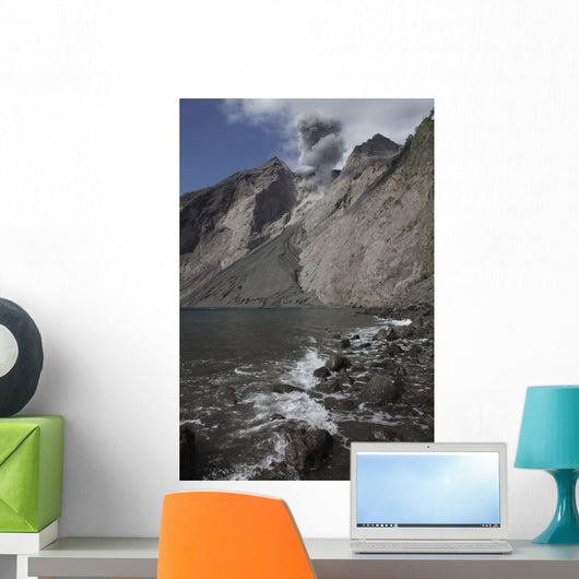 Ash Cloud Rises from Wall Decal Design 6