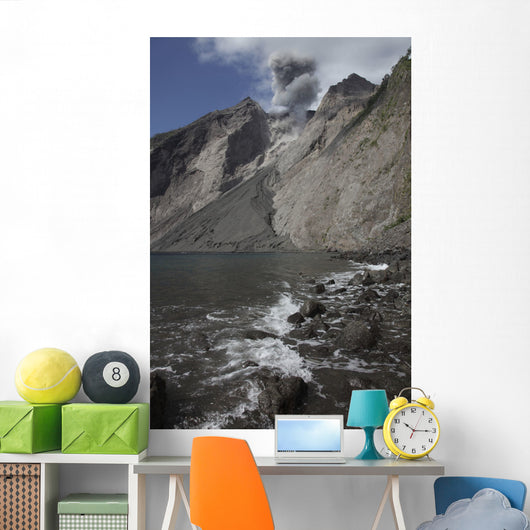 Ash Cloud Rises from Wall Decal Design 6