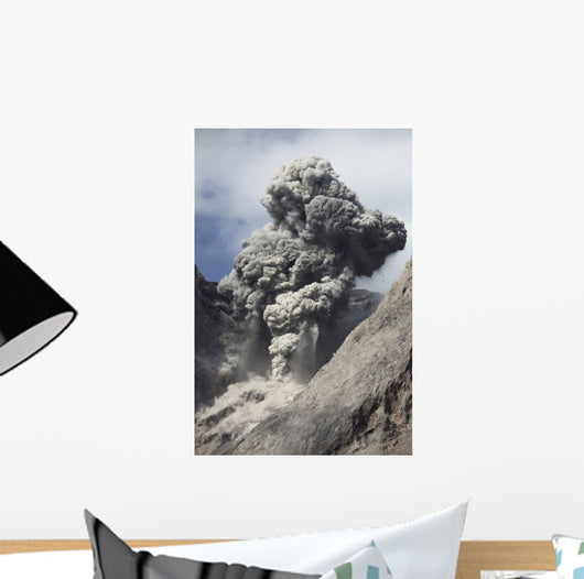 Ash Cloud Rises from Wall Decal Design 4