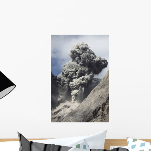 Ash Cloud Rises from Wall Decal Design 4