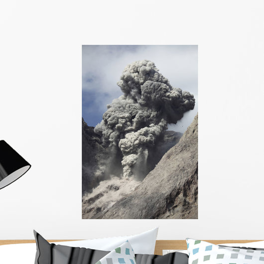 Ash Cloud Rises from Wall Decal Design 4
