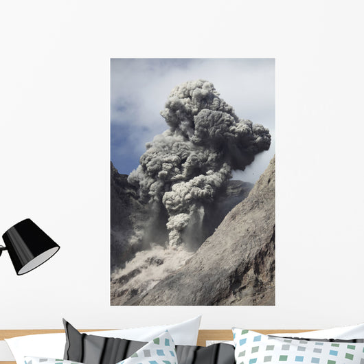 Ash Cloud Rises from Wall Decal Design 4