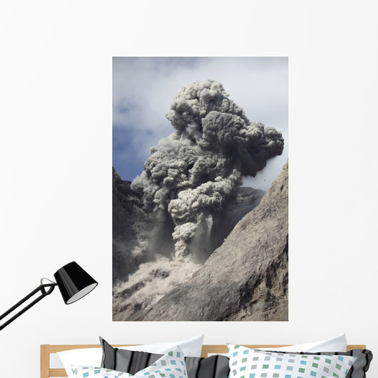 Ash Cloud Rises from Wall Decal Design 4