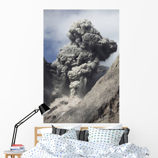 Ash Cloud Rises from Wall Decal Design 4